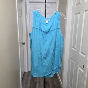 NWT Cristina B Turquoise Viscose Blend Sleeveless Top Lightweight Summer Blouse